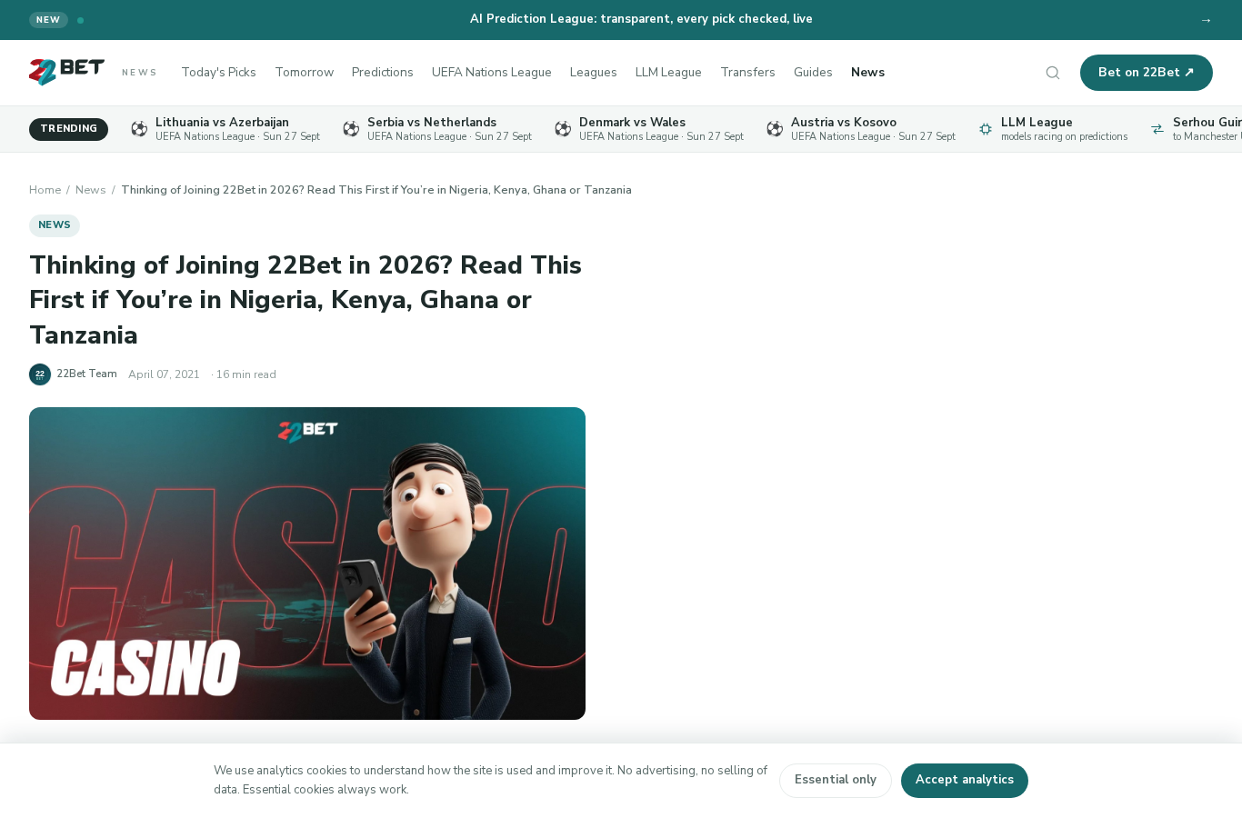 Captura de fuente fechada para 22Bet