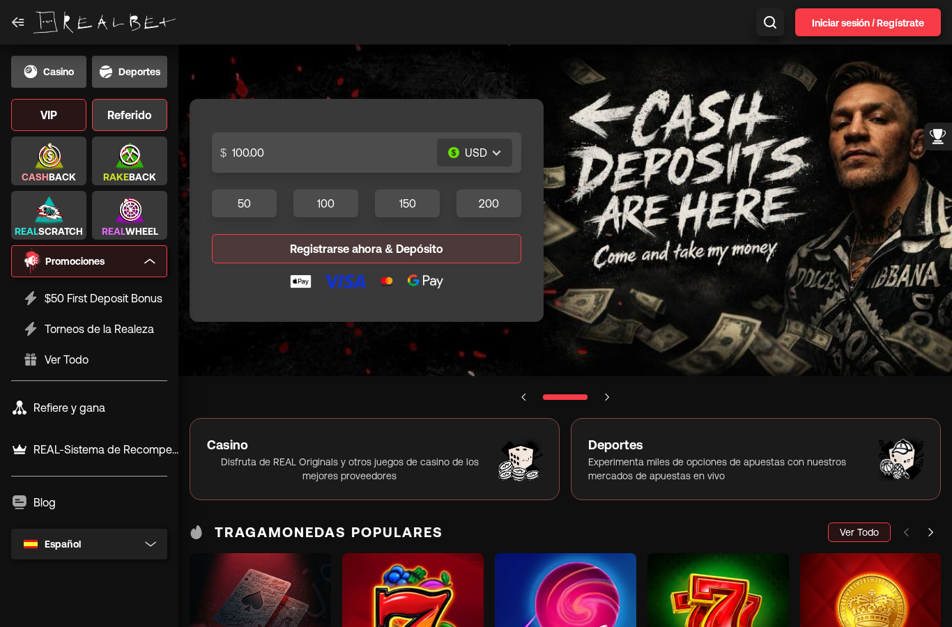 Captura de fuente fechada para RealBet